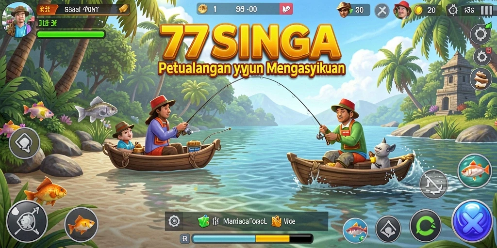 Screenshot gameplay 77SINGA menampilkan momen memancing yang mendebarkan.