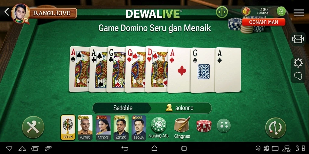 Tangkapan layar DEWALIVE menampilkan aksi seru permainan Domino.
