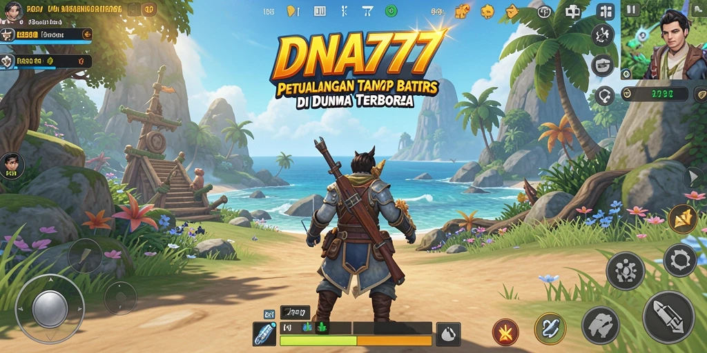 Tangkapan layar menampilkan aksi seru dalam dunia terbuka DNA777.