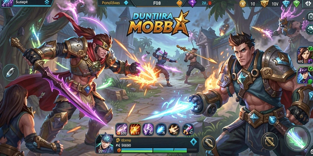 Gameplay seru dan strategis dalam F08 MOBA.