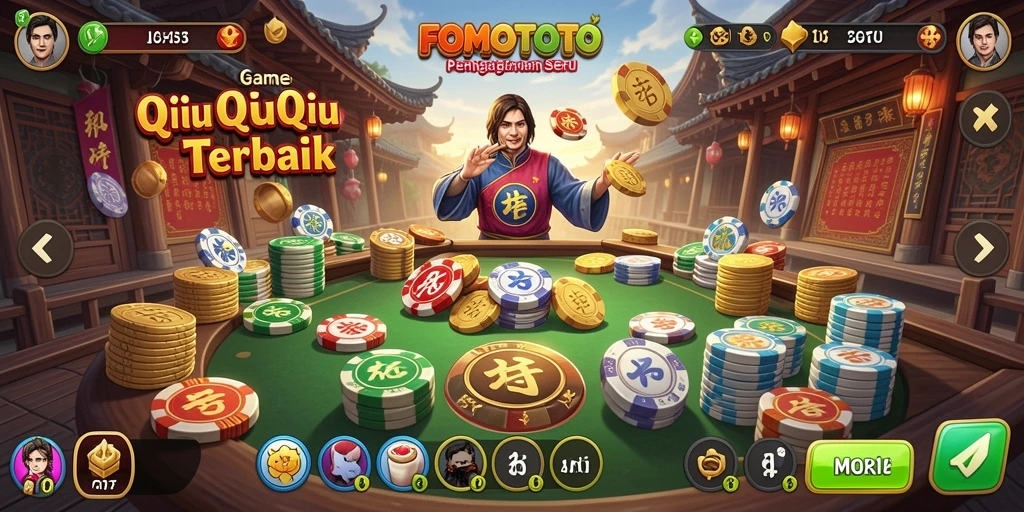 Screenshot gameplay FOMOTOTO menampilkan aksi seru permainan QiuQiu.