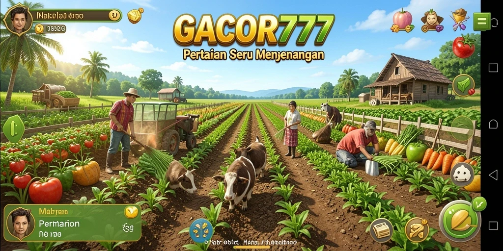 Tampilan gameplay GACOR777 dengan aktivitas bertani yang seru