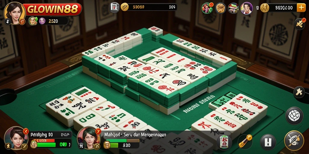 Screenshot gameplay Mahjong di GLOWIN88 yang penuh warna.