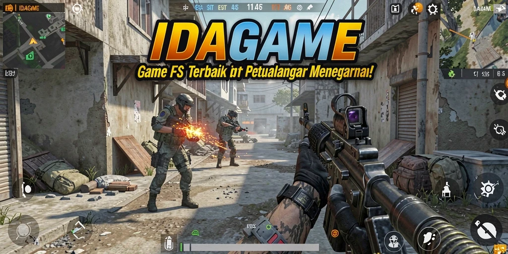 Tampilan gameplay mendebarkan di IDAGAME dengan aksi tembak-menembak yang intens.