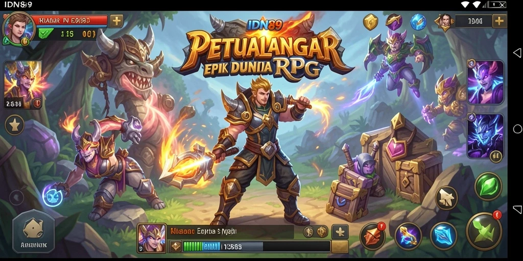 Screenshot memperlihatkan aksi pertarungan yang intens dalam IDN89 RPG.