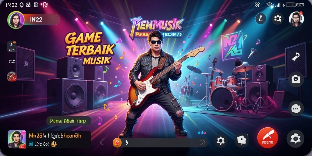 Tampilan gameplay IN22 yang menarik dan interaktif untuk pemain musik.