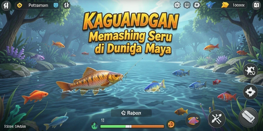 Tampilan gameplay KAGANDAN yang menampilkan aksi memancing seru.