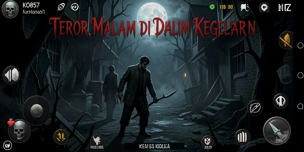 Screenshot gameplay KO857 menunjukkan suasana mencekam dan menakutkan.