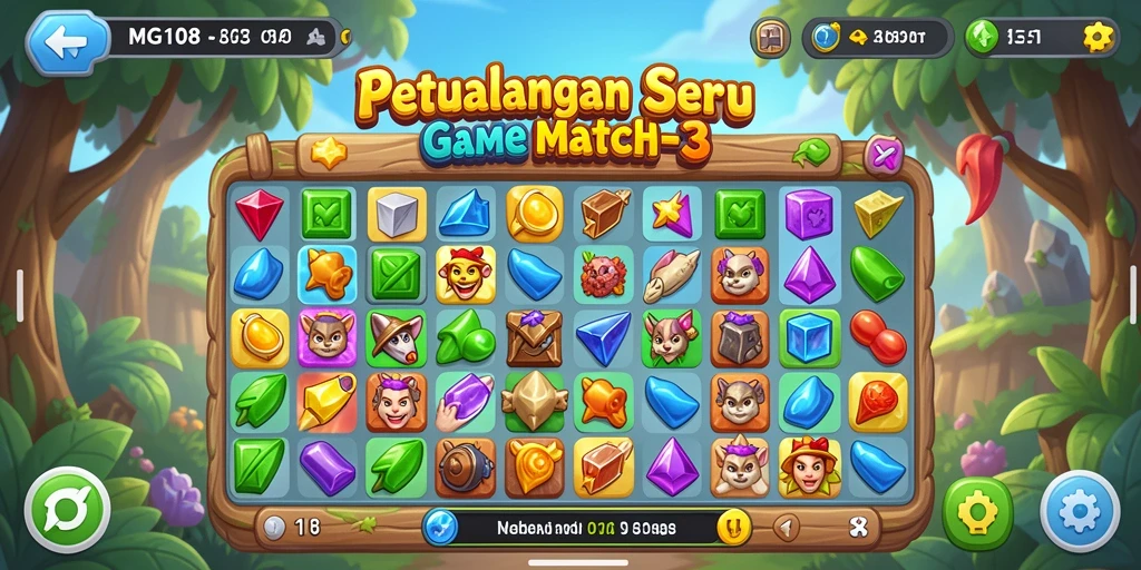 Tangkapan layar MG108 menampilkan gameplay seru dari permainan Match-3.