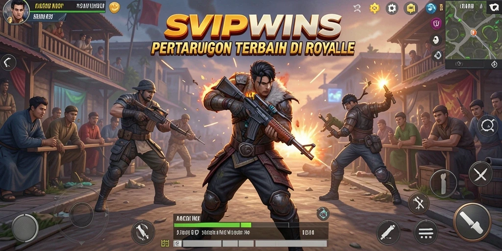Screenshot gameplay SVIPWINS yang menampilkan pertarungan antar pemain Battle Royale.