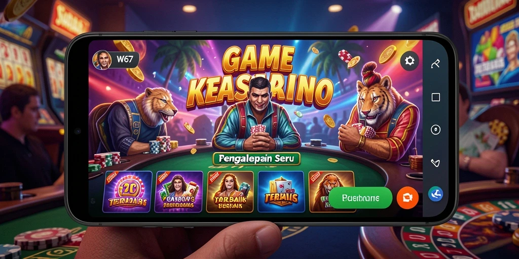 Tampilan menarik dari gameplay W67 di kasino digital.